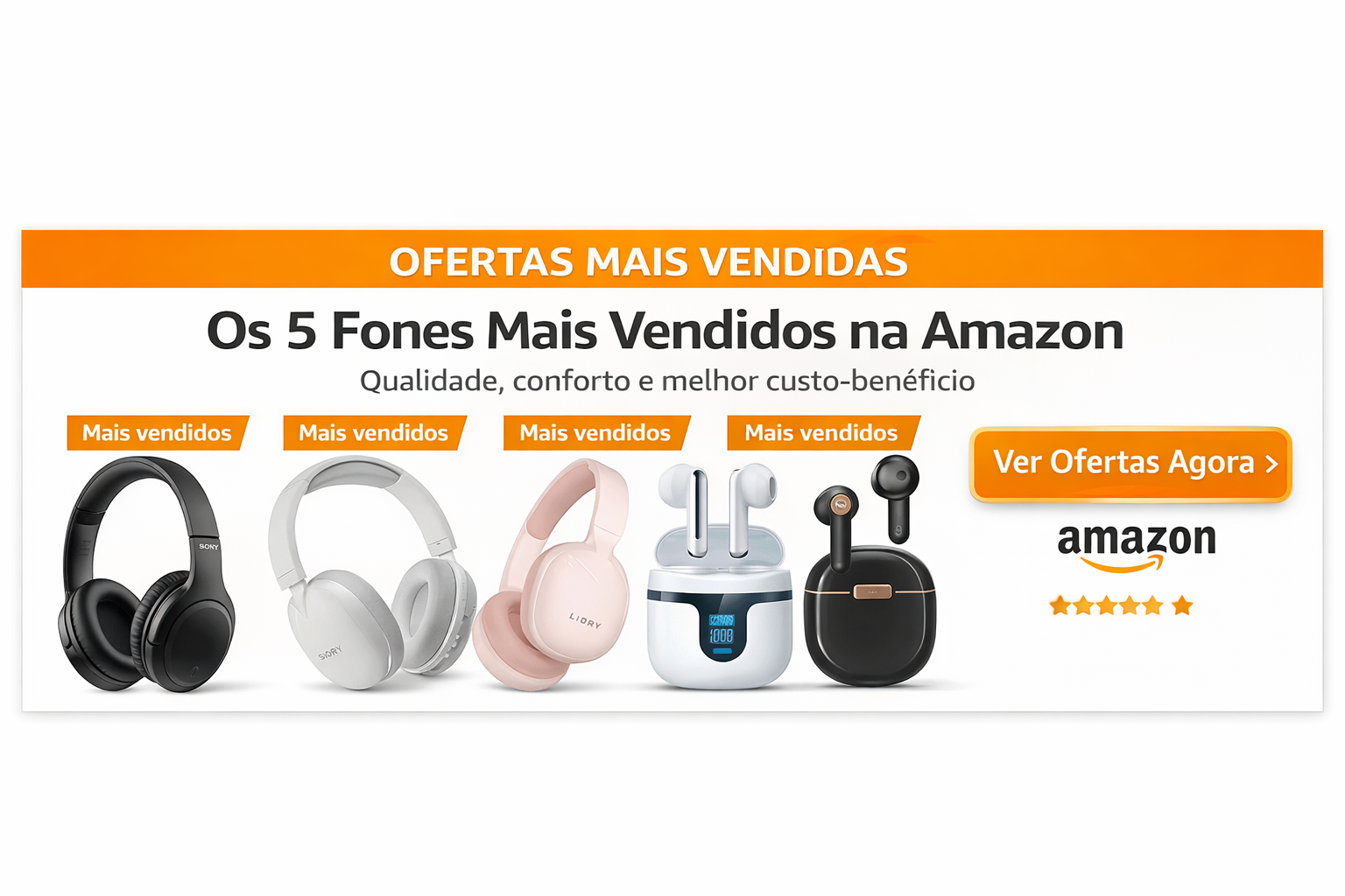 Os 5 fones de ouvido mais vendidos na Amazon
